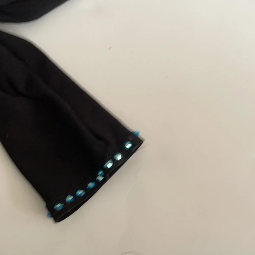 Balera black hooded crop top Swarovski crystals L